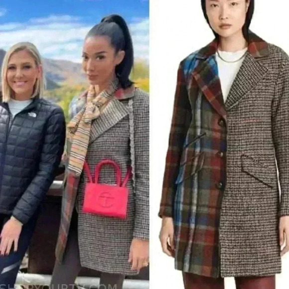VERONICA BEARD Dickey Jacket Long Over Coat Wool Plaid Patchwork XS 0 2 $1200 - Picture 16 of 16
